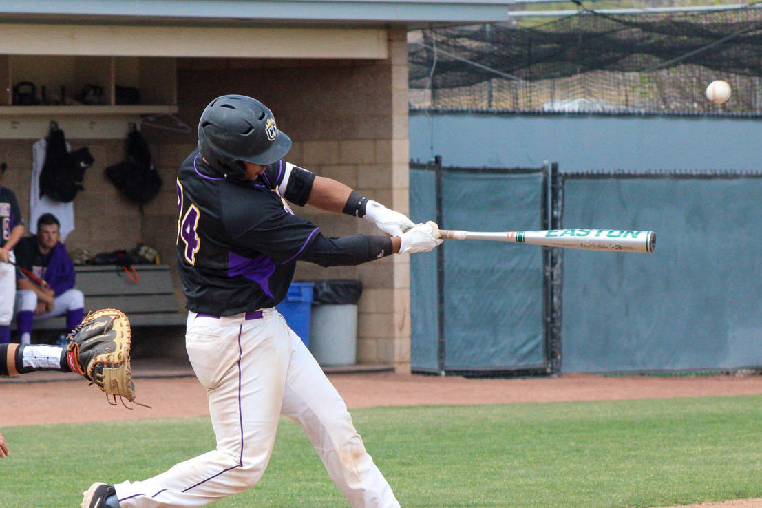 Jalen Parks smashes one of his two homers in game one. (Photo: Mariah Zermeno)