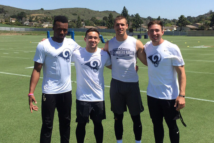 Wendell O'Brien, Chris Beeson, Aaron Lacombe and Adam Friederichsen compete at Rams Tryout.