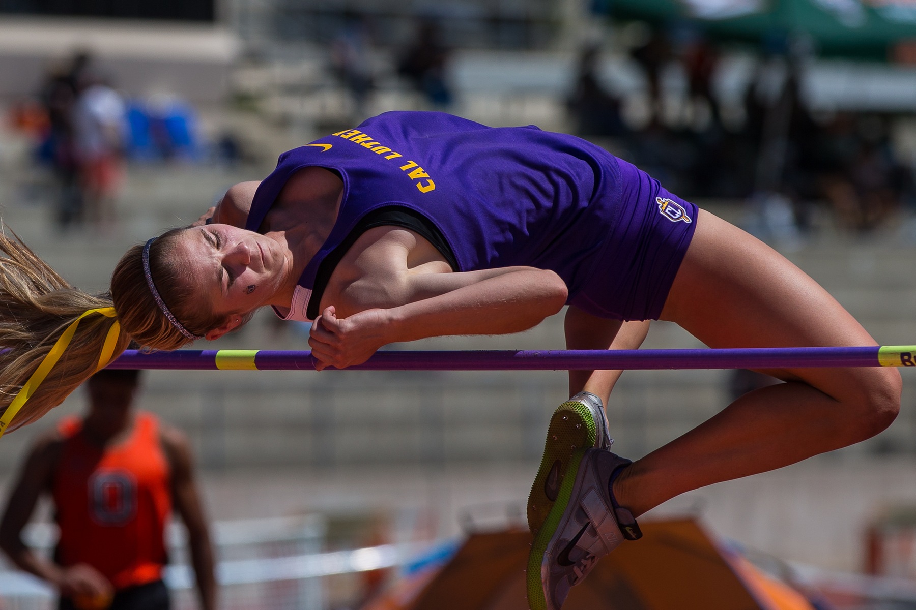 Kelsey Rouse competes in the high jump. (Credit: Dave Donovan)