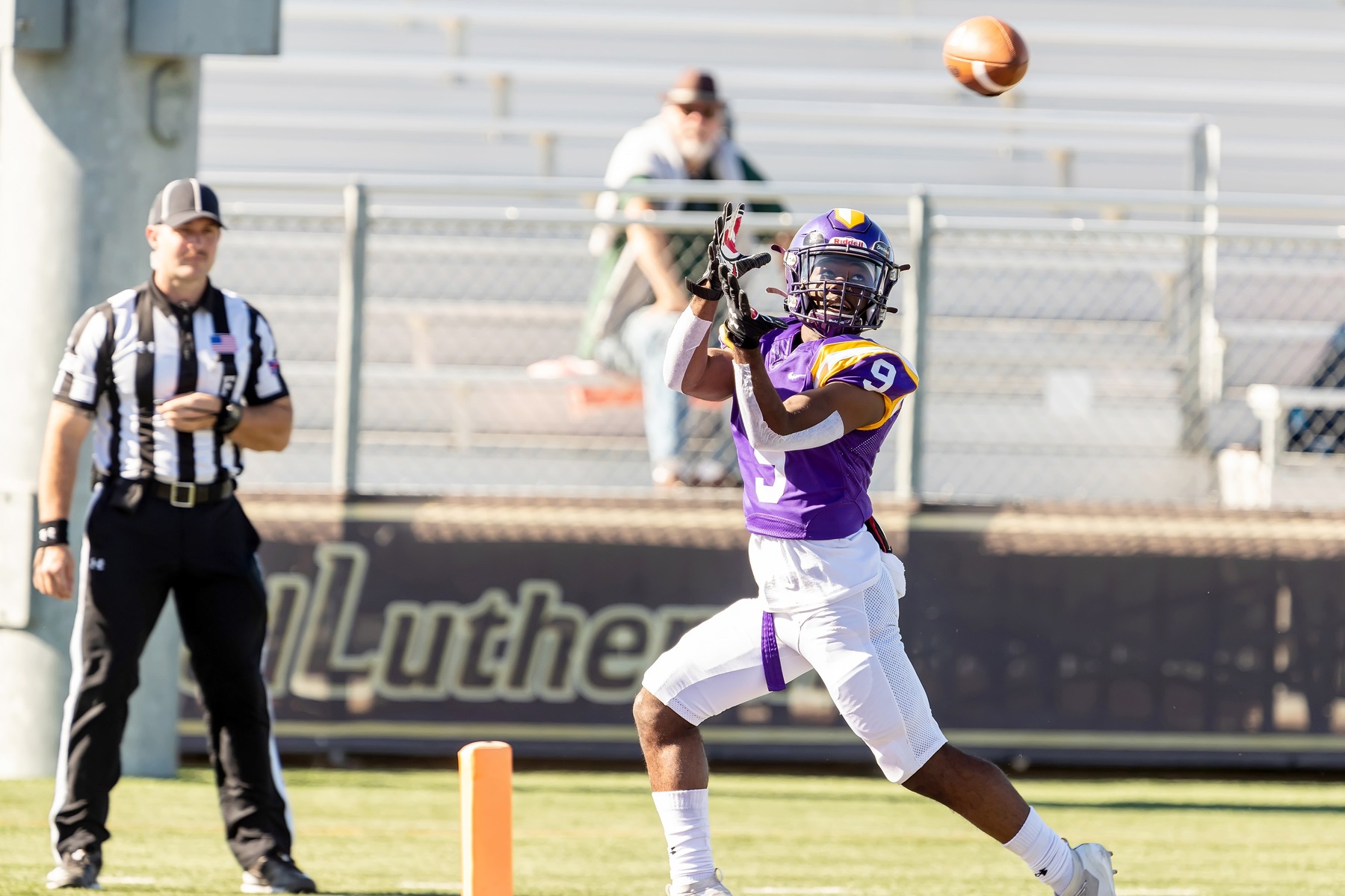 Cameron Jones recorded two touchdown receptions and added another touchdown off a punt return as CLU defeated Whittier 59-20. (Photo: Joe Bergman)