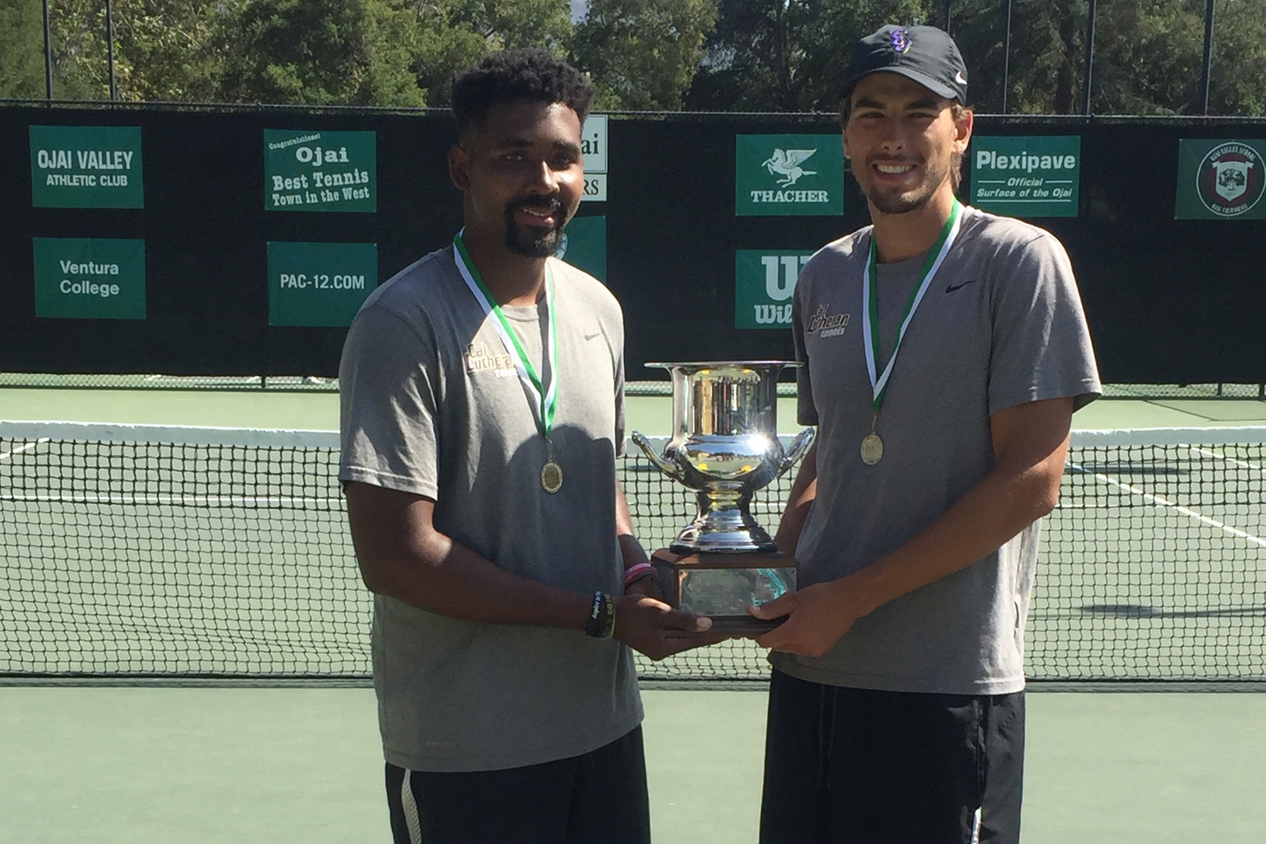 Joshua Legardy and Ransom Braaten claim the Independent College Doubles title at the Ojai Annual Tournament
