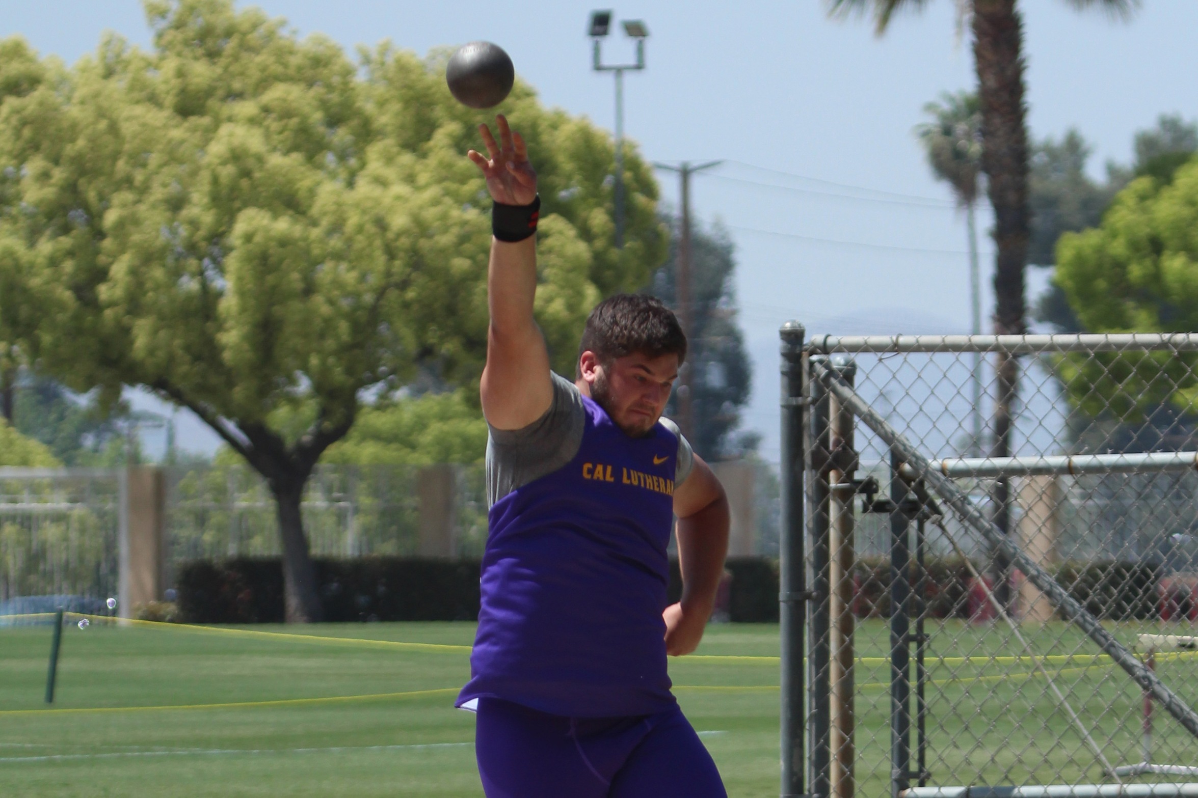 Jake MacKinnon won the discus and hammer, and was third in the shot put, in his first collegiate meet. (Photo: Claire Caldera)
