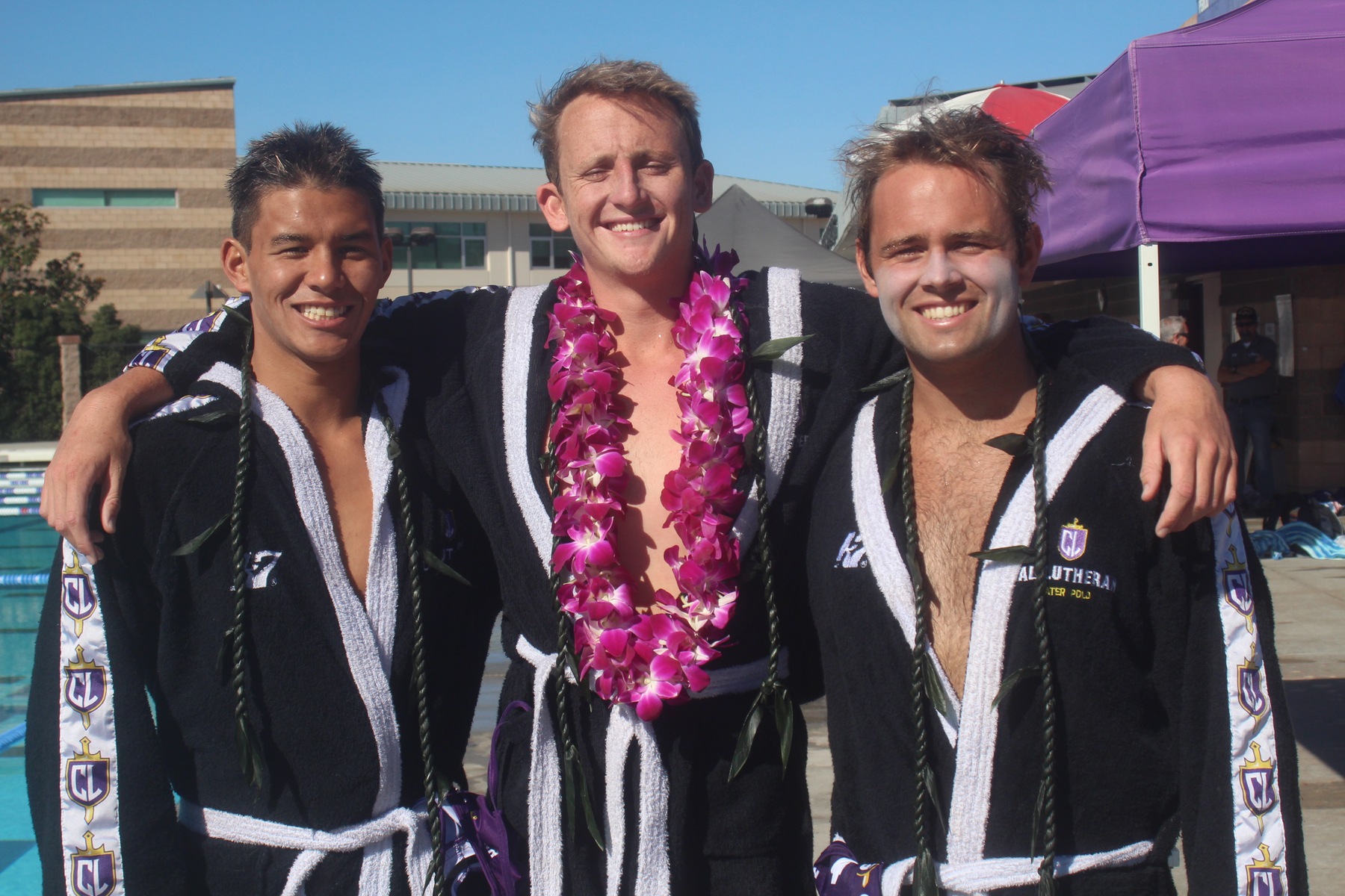 (left to right) Seniors Matt Fong, Justin English and Jack Kirby were honored before the Kingsmen took down Occidental 11-9.