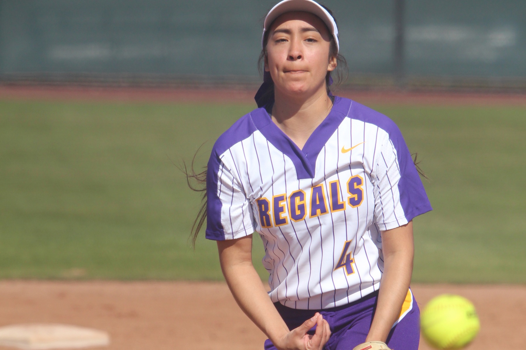 Sienna Perez pitched a complete game as Regals softball defeated the Sagehens, 5-3, in game one of a doubleheader.