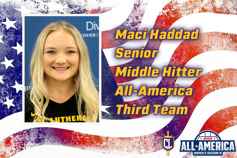 Haddad Selected All-America Third Team; Third All-America Honor for Career
